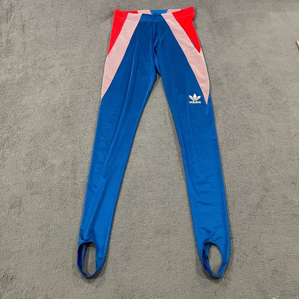 adidas Originals 1987 Blue Red Retro Stirrup Running Leggings Women's Size XS